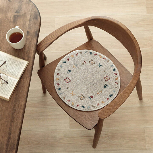 座布団椅子用クッションチェアパッド丸おしゃれ椅子シートクッションギャッベ柄抗菌防臭いす用40cmウィルトントルコ製ギャベウィルトン織り北欧冬夏腰痛椅子用クッションチェアかわいい大きめ腰パッドシートマット丸型丸椅子ラウンド