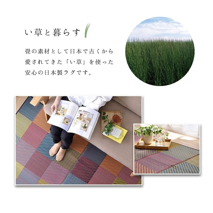い草ラグラグいぐさ2畳国産裏貼り日本製い草カーペット夏用い草カーペット上敷きクッション畳おしゃれ抗菌防臭ござ夏正方形190×190ラグマットカバー拭けるペットオールシーズン通年涼しい