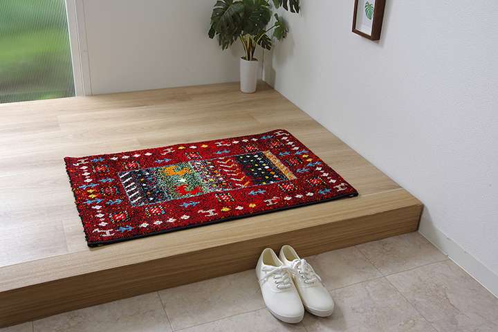 玄関マット風水ギャッベ風ギャベ5080屋内室内高級感おしゃれ北欧50×80赤アイボリー玄関ラグマットかわいい小さめ