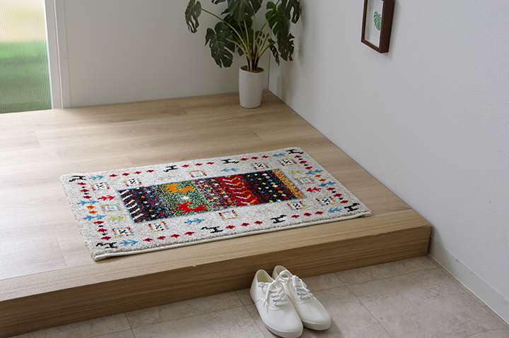 玄関マット風水ギャッベ風ギャベ5080屋内室内高級感おしゃれ北欧50×80赤アイボリー玄関ラグマットかわいい小さめ