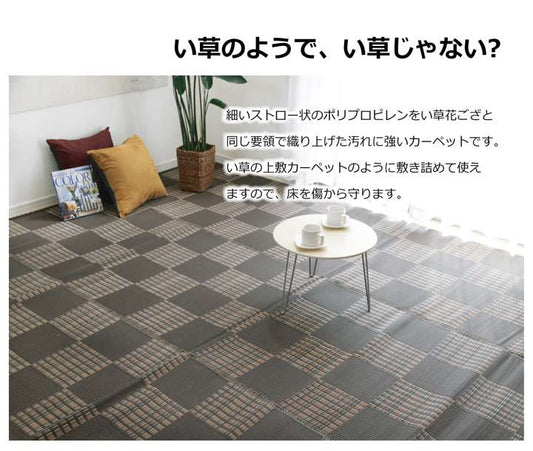 ラグカーペット3畳撥水洗える防ダニおしゃれ日本製い草風4畳ペット長方形絨毯ラグマット175×220