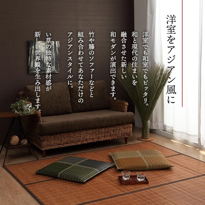 座布団2枚セットい草日本製和風厚手55×55正方形クッション通気性おしゃれウレタンモダン畳客用床用大きい涼しい抗菌防臭和室2枚組ざぶとん厚め固め腰痛四角一般的正座リビング格安夏用