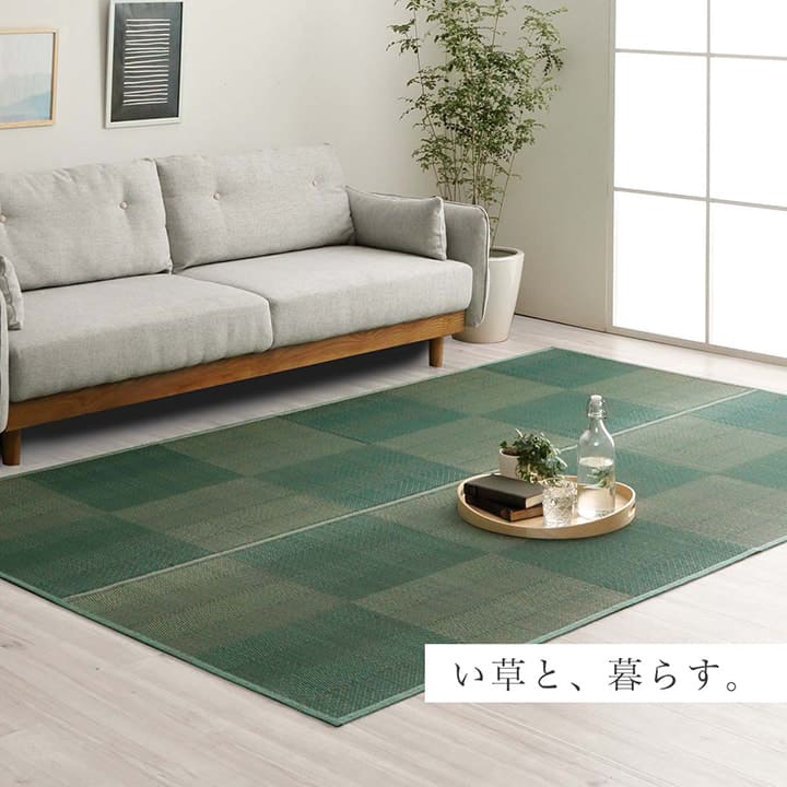カーペットい草3畳本間格子柄い草ラグ上敷き夏い草カーペットラグ畳夏用おしゃれ抗菌防臭いぐさ花ござ三畳長方形和風上敷き畳ラグマットカバー拭けるペットオールシーズン通年涼しい