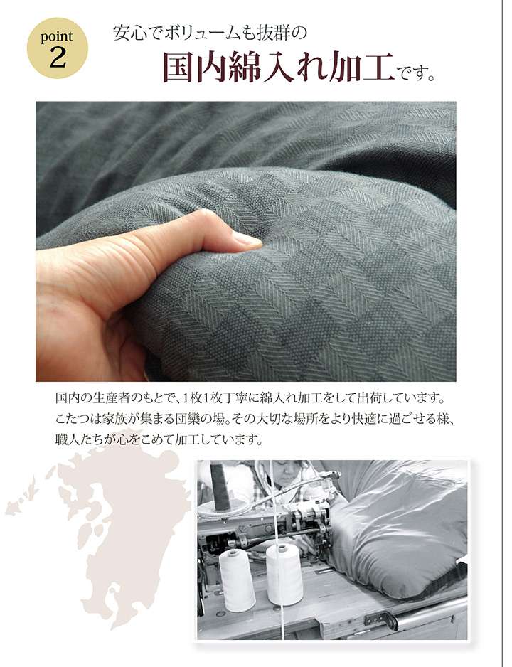 こたつ布団日本製長方形こたつ掛け布団厚手モダン北欧シンプルおしゃれ布団205×245コタツ布団かわいい暖かい綿厚掛け和風グレー