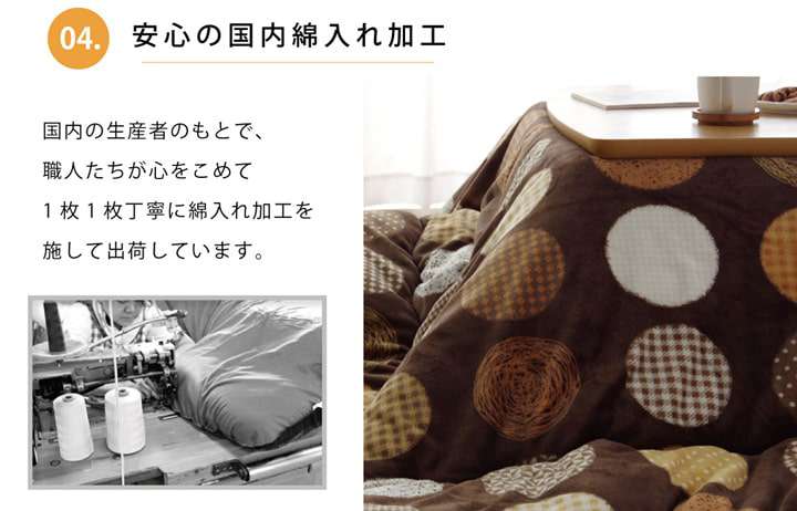 こたつ布団日本製正方形洗濯リバーシブルドット柄こたつ洗える掛け布団厚手北欧おしゃれ布団190×190コタツ布団かわいい暖かい
