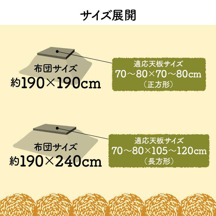 こたつ布団洗える正方形撥水こたつ日本製掛け布団北欧おしゃれ布団省スペース190×190コタツ布団かわいい暖かい洗濯ふわふわ羊厚手綿