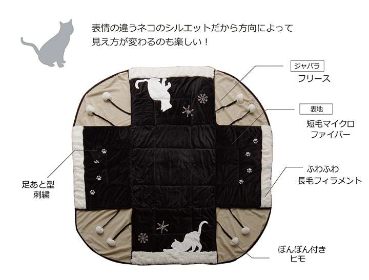 こたつ布団正方形猫柄省スペース洗える猫薄手おしゃれこたつ洗濯掛け布団ふわふわ布団北欧薄掛けコタツ布団かわいい175×175