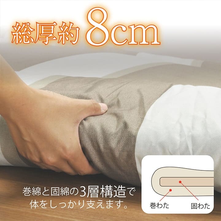 敷き布団布団セミダブル洗える日本製敷布団寝具3層軽い厚手長め固綿子供三つ折り洗濯ベッドおしゃれ春夏冬床置きオールシーズン客用来客用フローリングキッズジュニア固わた昼寝柔らかめ