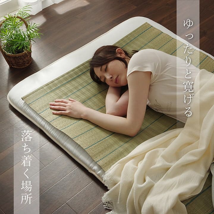 敷きパッドシングル夏寝ござい草国産寝具シーツ敷パッドクールおしゃれ春ずれない置くだけさらさらコンパクト敷きマット小さい日本製通年オールシーズン汗敷きパットマットレスベッド春夏冬