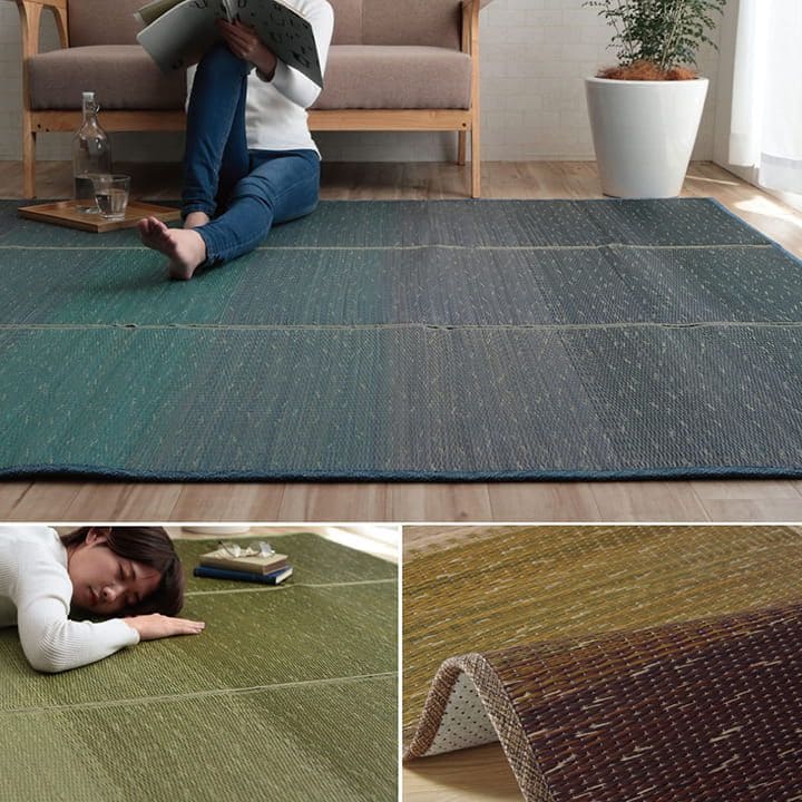 い草ラグカーペットいぐさ3畳裏貼り滑り止めペットい草カーペットラグ夏用い草和畳おしゃれ抗菌防臭夏長方形天然素材グラデーションラグマットカバー拭けるペットオールシーズン通年涼しい
