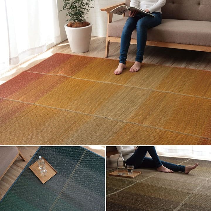 い草ラグカーペットいぐさ3畳裏貼り滑り止めペットい草カーペットラグ夏用い草和畳おしゃれ抗菌防臭夏長方形天然素材グラデーションラグマットカバー拭けるペットオールシーズン通年涼しい