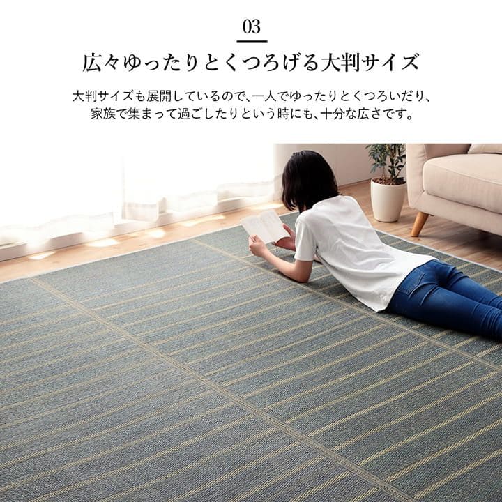 い草ラグカーペットいぐさ3畳裏貼り滑り止めペットい草カーペットラグ夏用い草和畳おしゃれ抗菌防臭夏長方形天然素材ボーダーござラグマットカバー拭けるペットオールシーズン通年涼しい