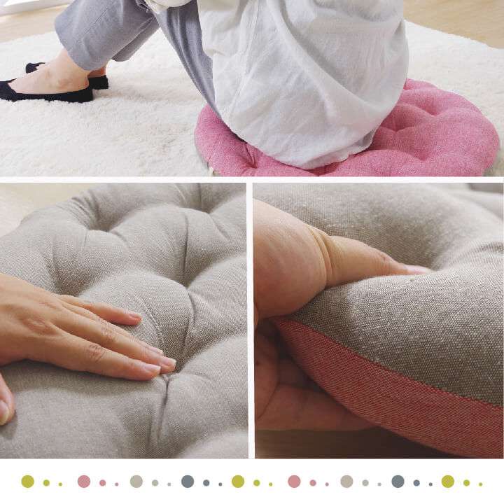 座布団クッション丸洗えるおしゃれ厚手大きめふかふか厚い子供疲れない座る用丸型ピンクグリーン北欧55