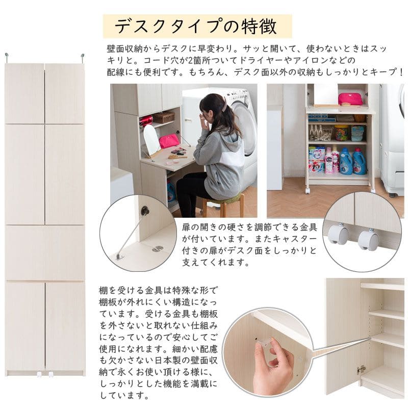ランドリーラック完成品収納突っ張り薄型幅60洗面台扉日本製縦型頑丈ランドリー収納スリム棚可動式奥行30木製洗面所大容量おしゃれ木目突っ張り式扉付き収納棚大型サニタリーランドリー丈夫木