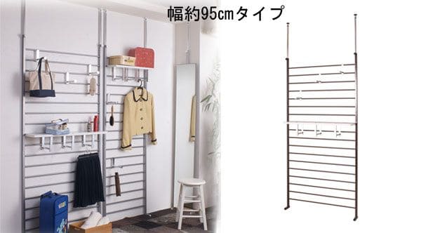 ラックつっぱり棚スリム収納日本製薄型伸縮スチール突っ張り式幅40アイアン賃貸壁面ディスプレイハンガーフックおしゃれ突っ張りラックラダーラック一人暮らし頑丈丈夫リビング突っ張り棒洋服