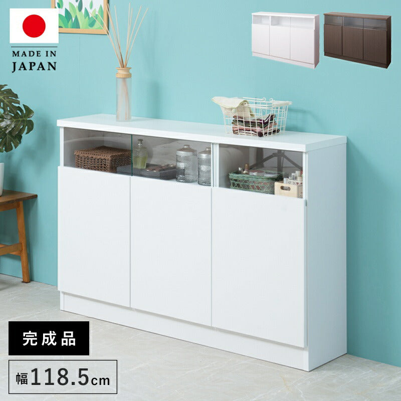 キャビネット完成品木製ガラス日本製リビング棚幅120大容量食器棚引き出し扉付きルーター奥行30収納国産キッチン薄型スクエアおしゃれリビングボードサイドボード本棚ラック低めスリム書類収納