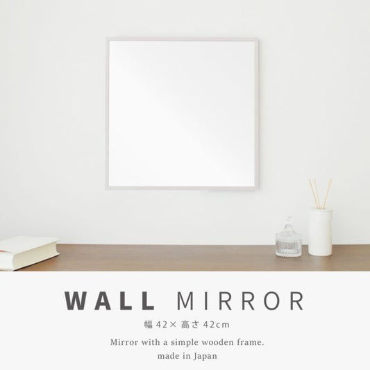 鏡姿見壁掛け軽量木製玄関木枠スリム北欧四角洗面所トイレ天然木正方形ミラー日本製フレームリビング40壁掛けミラーおしゃれ壁掛け鏡ウォール手洗いメイク化粧小さい軽い姿見鏡薄型