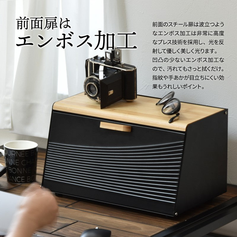 波形ブレッドケース斜めタイプキッチン収納スパイスラックマグネットパンケースキャニスターストッカー上開き前開き両開きブレッドケースブラックホワイトキッチン収納木製北欧バンブー竹製トースターおしゃれすっきり収納