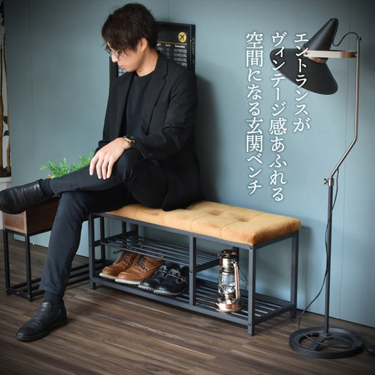 ベロアベンチシューズラックW90W910×D305×H425mmスリッパラック下駄箱玄関収納玄関家具靴ラックラック靴箱収納おしゃれコンパクトシンプル靴入れダークブラウンライトブラウンオープンラックシェルフ