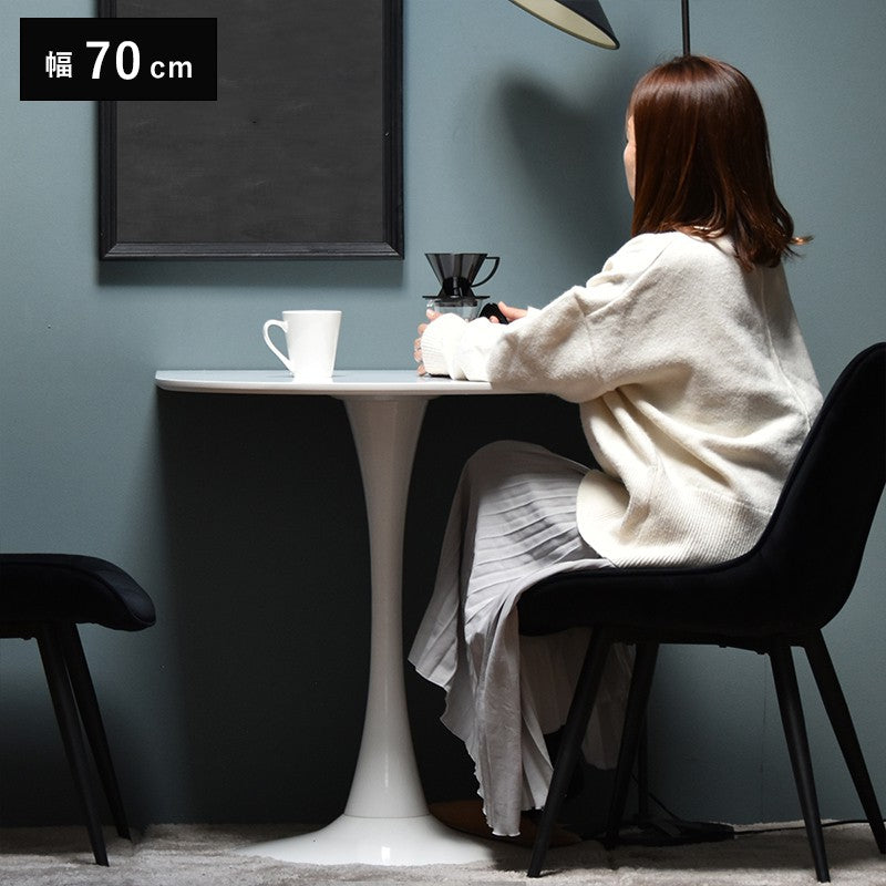 ハーフラウンドテーブル70cm【ホワイト】W700×D700×H730mmチューリップコーヒーテーブルカフェテーブルチューリップテーブルラウンドテーブルダイニングテーブル