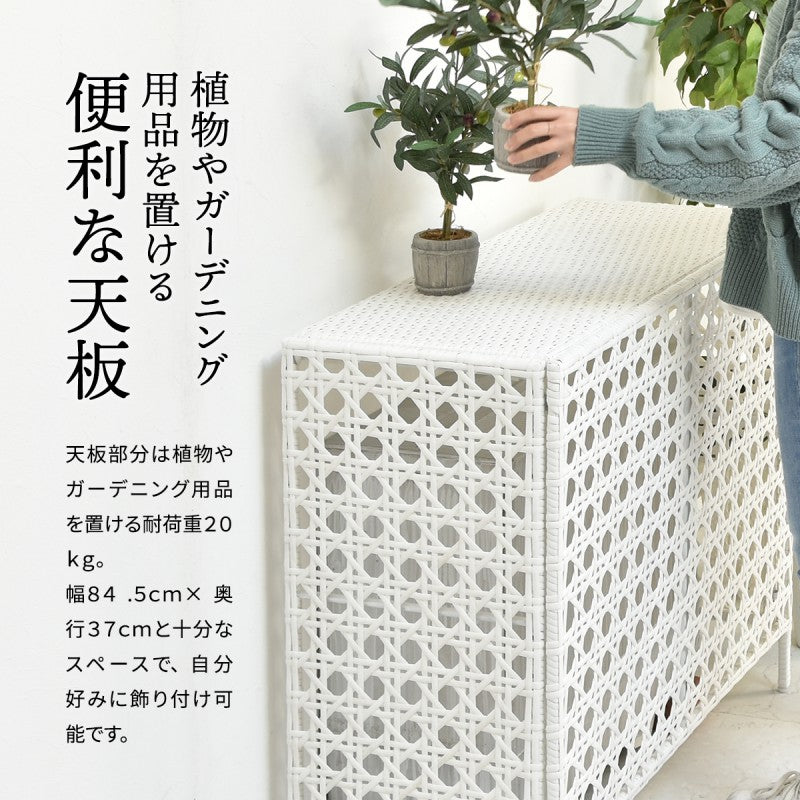 人工ラタン製室外機カバーW845×D370×H760mm有効内寸800mm×740×345mm室外機ラックエアコンカバー日よけカバーエアコンラックエアコンシェルフ室外機シェルフ人工ラタン省エネ節電