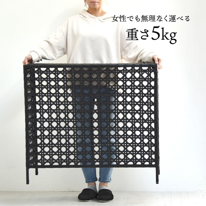 人工ラタン製室外機カバーW845×D370×H760mm有効内寸800mm×740×345mm室外機ラックエアコンカバー日よけカバーエアコンラックエアコンシェルフ室外機シェルフ人工ラタン省エネ節電