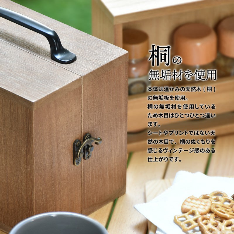 アウトドアスパイスボックスW180×D130×H179mm(取っ手含む)OUTDOORキャンプ映えハイキングピクニックキャンプキャンプめしキッチン収納木製ラック