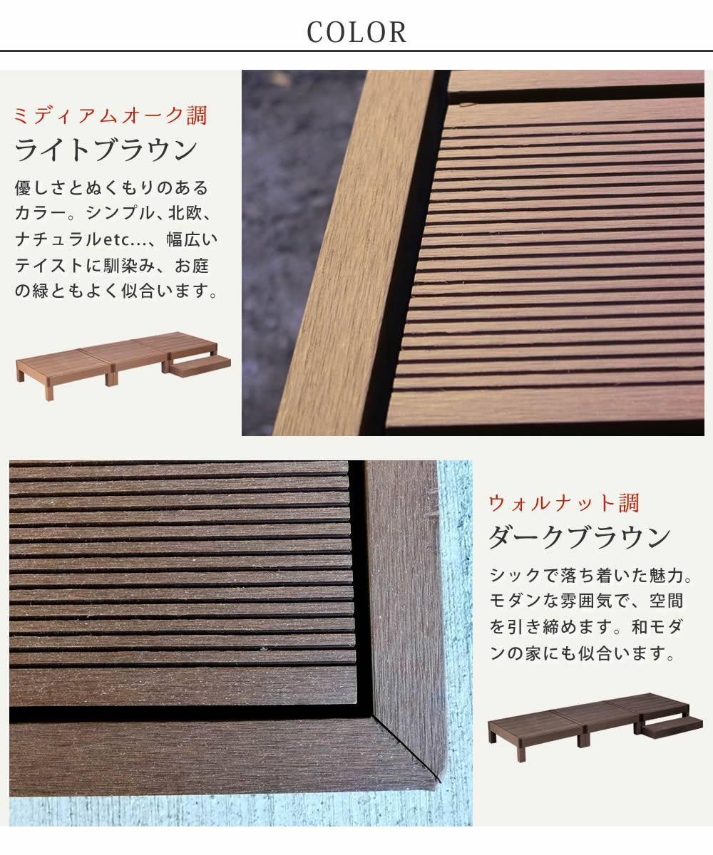 人工木ウッドデッキecomoku(エコモク)3台ステップセット