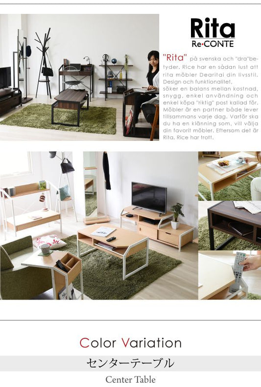 テーブルローテーブルRita北欧風センターテーブル北欧テイストおしゃれ木製スチールホワイトブラック