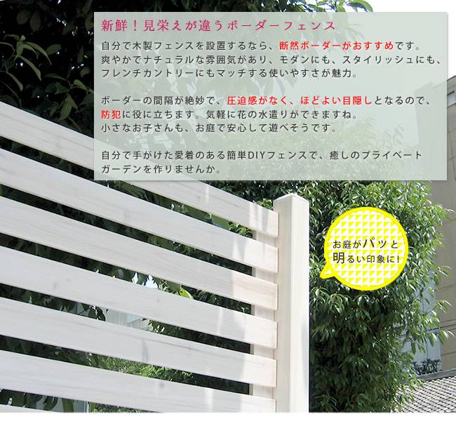 ボーダーフェンススプレッド(基本セット/土中用)【送料無料フェンス木製フェンスウッドフェンス天然木製ガーデンフェンスガーデニング枠柵仕切り目隠し境目クラシカルアンティークトレリスベランダつる薔薇バラ朝顔園芸ラティス】