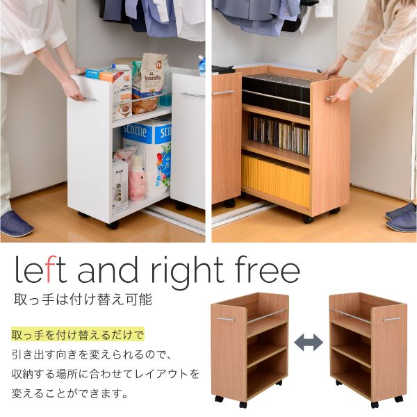 クローゼットラック収納2個セットA4ファイル幅26.5奥行58.5キャスター付きワイドワゴン大容量日用品生活用品隙間収納棚本棚コミックスライド