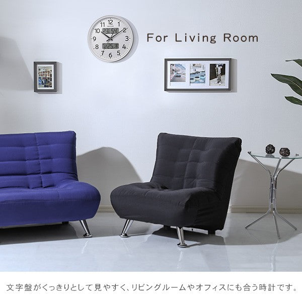 掛け時計電波時計温度湿度計カレンダー表示ホワイト時計シンプルおしゃれオシャレホワイト白壁掛け電波気温湿度カレンダー一人暮らし子どもリビングオフィス会議室便利インテリア静か