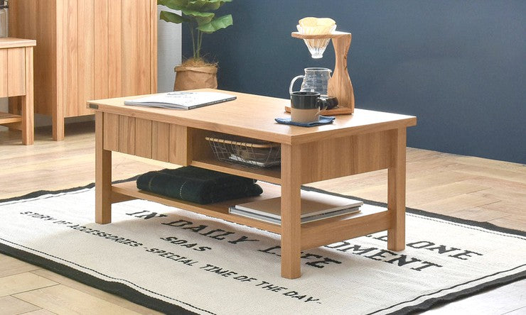 センターテーブル大きい木製北欧リビングテーブル90引き出しコンパクトおしゃれインテリアヴィンテージ安いローテーブル一人暮らし収納付き