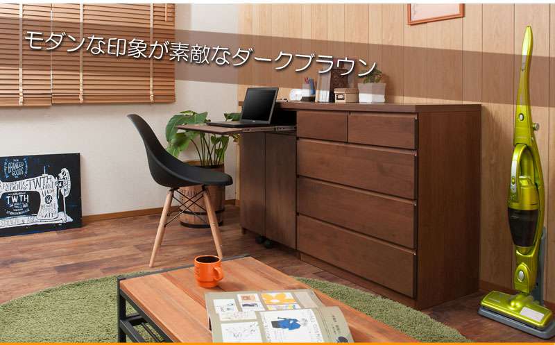 パソコンデスクデスク幅60収納おしゃれ完成品日本製スリムハイタイプ机プリンター収納パソコンPCデスク折りたたみキャビネットブラウン
