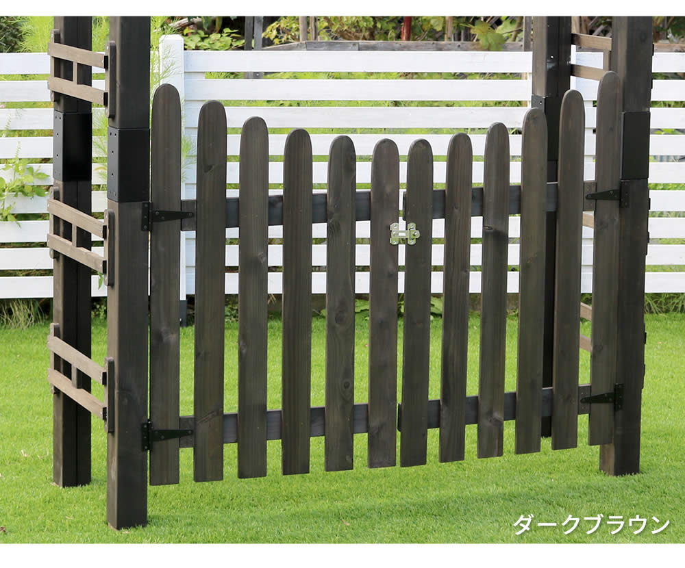 天然木製三角アーチ用ゲート単品WOODCHURCHウッドチャーチゲートのみアーチ門ゲート木製diyキット扉両開き外開き観音開き庭入口門扉ホワイトダークブラウンおしゃれ北欧ガーデニング屋外ガーデン家具ガーデンファニチャー送料無料組立式