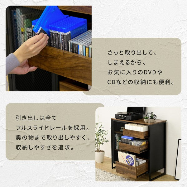 キャビネット扉付きリビングボードハイタイプサイドボード幅80収納棚チェストスチール鉄鉄製リビング収納引き出し高級感ブラック黒