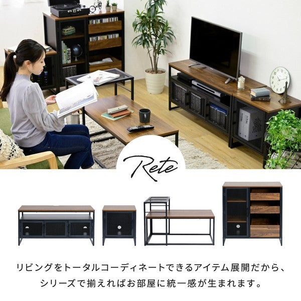 キャビネット扉付きリビングボードハイタイプサイドボード幅80収納棚チェストスチール鉄鉄製リビング収納引き出し高級感ブラック黒