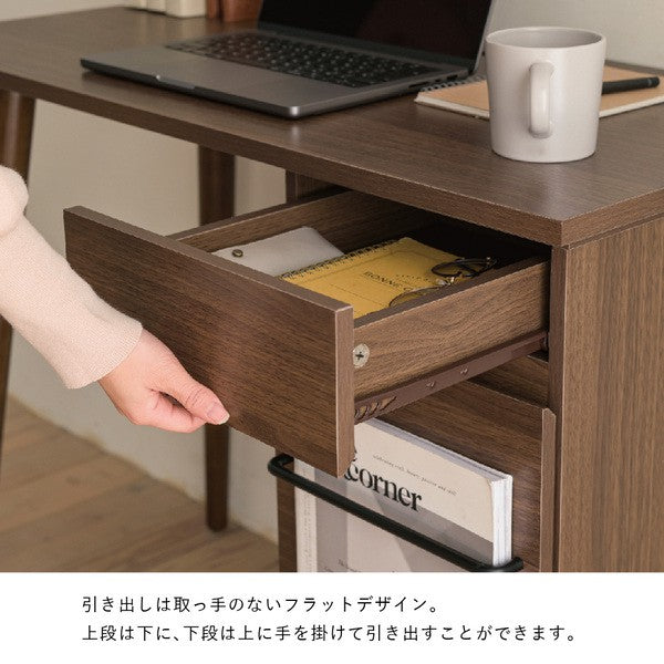 パソコンデスクコンパクト木製デスク北欧おしゃれpcデスクl字ワークデスク引き出し付きシンプルデスク大人ダークブラウン幅90奥行き45