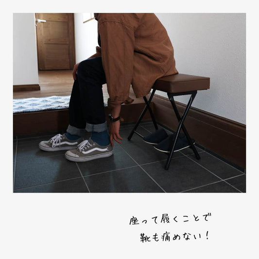 スツール椅子折りたたみ四角ウレタン低め玄関薄型クッションロースリム軽量コンパクト小型屋外合皮ベンチキャンプアウトドアおしゃれミニ小さいロータイプ軽い長方形皮革レザー庭スチール