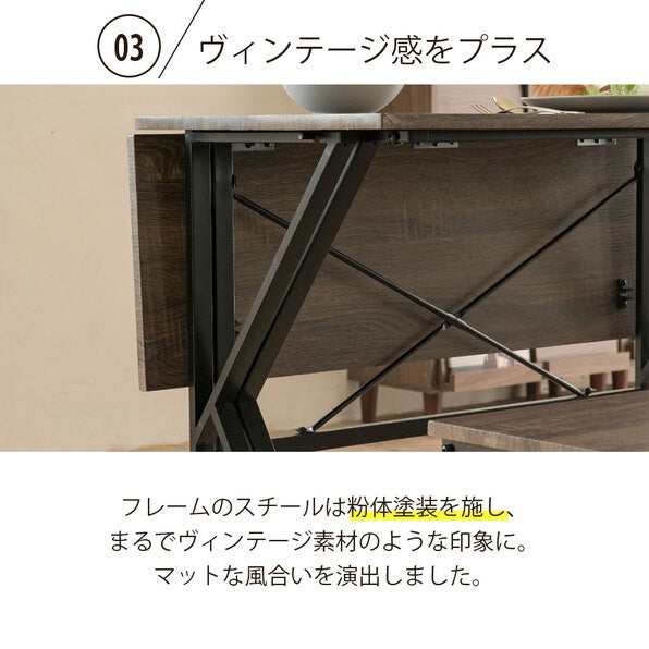 食卓テーブルセット4点折りたたみテレワークデスク兼用ダイニングテーブルコンパクトスツールベンチ付き90幅