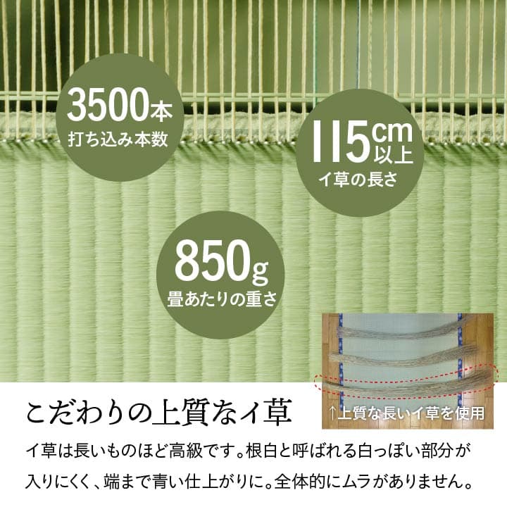 純国産い草上敷き上質ない草で作ったカーペット双目織江戸間2畳約176×176cm