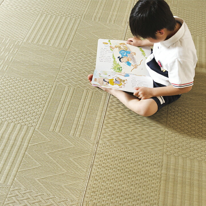 上敷きい草カーペット市松模様和室約261×352cm江戸間6畳