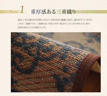 純国産い草ラグカーペットオリエンタル柄DXオーディーン約191×250cm
