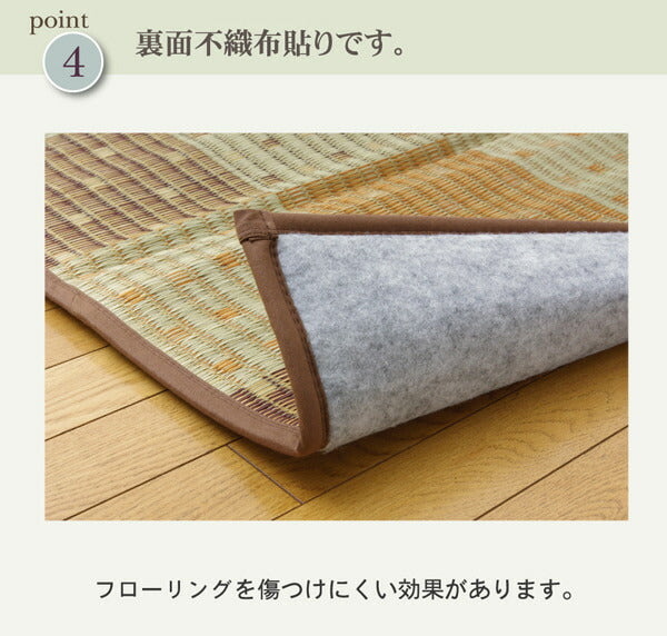 純国産防音ボリュームい草ラグSTクレスタ約191×191cm裏:ソフトテック15mm