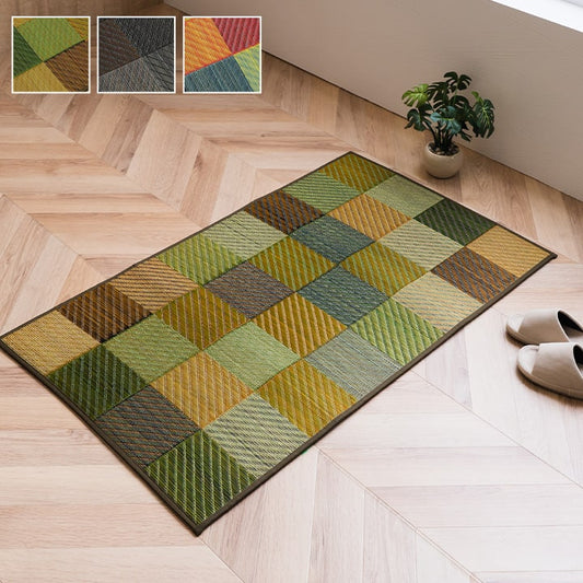 玄関マット室内おしゃれ日本製国産い草自然素材カラフルカジュアル約60×90cm