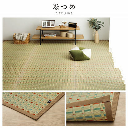 日本い草イグサ自然素材夏年間おすすめカーペットラグ涼しいい江戸間1畳87×174cmブルー