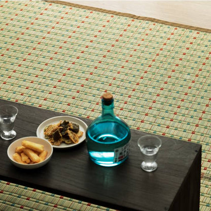 日本い草イグサ自然素材夏年間おすすめカーペットラグ涼しいい江戸間3畳261×261cmブルー