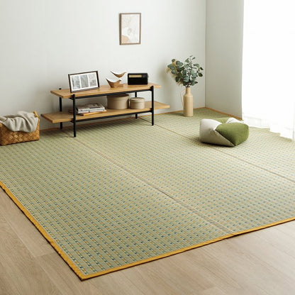 日本い草イグサ自然素材夏年間おすすめカーペットラグ涼しいい江戸間2畳174×174cmブルー