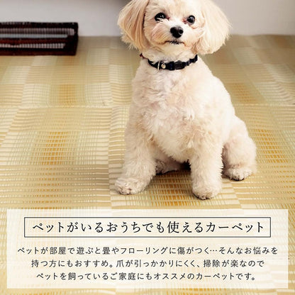 洗えるござ日本製国産カーペット丈夫除菌スプレー対応敷詰ラグ敷物アウトドアレジャーペット江戸間6畳約261×352cm