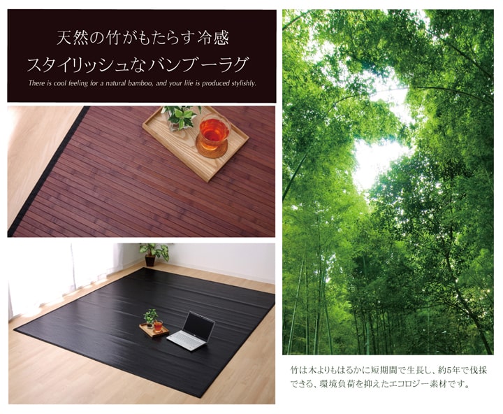 竹カーペット無地糸なしタイプユニバース150×220cm